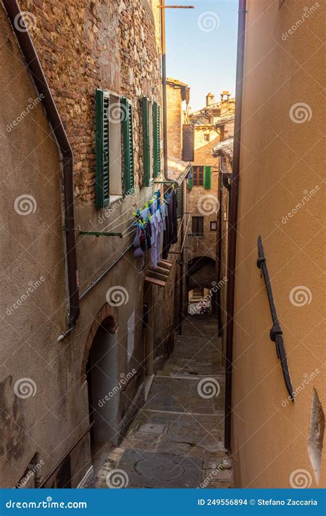 Medieval Street In The Historic Center Of Montepulciano Tuscany Italy