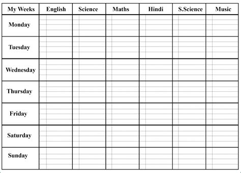 》free Printable Weekly Class Schedule Template