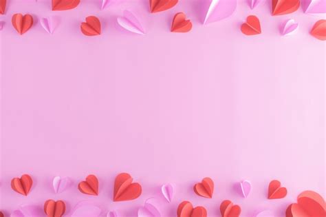 Premium Photo Valentines Day With Pink And Red Hearts On Pastel Pink
