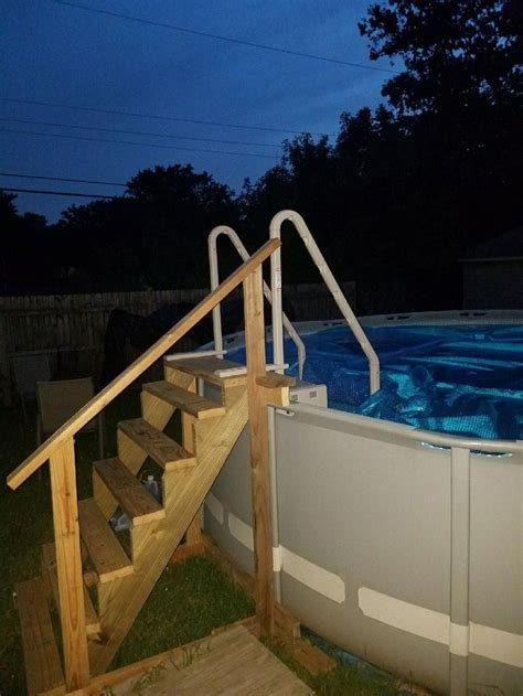 I Built Stairs For Our Pool With Confer Steps Attached For Easy Entry