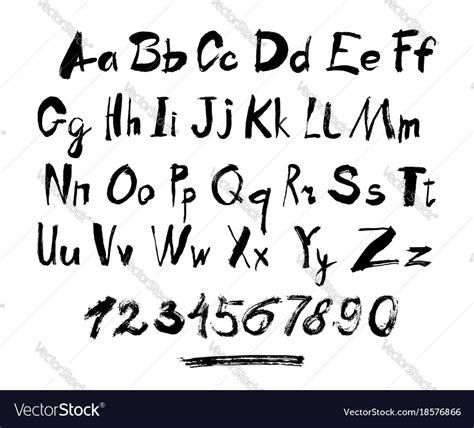 Alphabet Letters Lowercase Uppercase And Numbers Vector Image