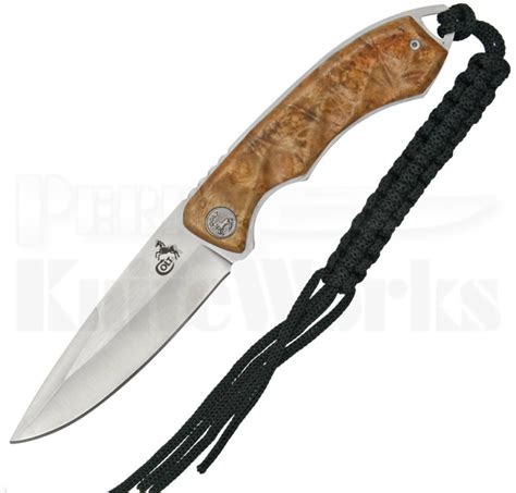 Colt Burl Wood Fixed Blade Hunter Knife Satin