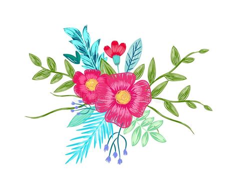 Le foglie devono essere allungate e frastagliate su un lato. Il Disegno Del Mazzo Del Fiore Dal Colore Disegna A Matita ...