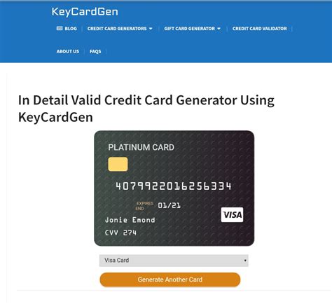 Credit card numbers generated comes with fake random details such as names, address, country and security details or the 3 digit security code like cvv and cvv2. fake valid credit card generator | Applycard.co