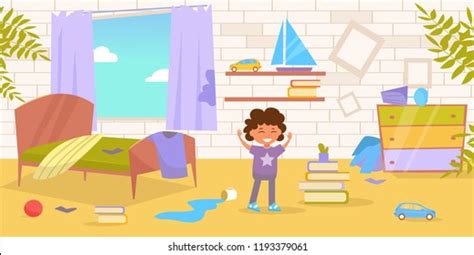 Childrens Room Dirty Messy Vector Cartoon Stock Vector Royalty Free