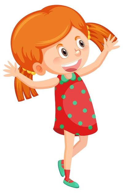 Premium Vector Cheerful Girl With Greeting Gesture