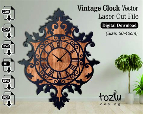 Pin On Wooden Clock Laser Cut Vector Svg Cdr Dxf