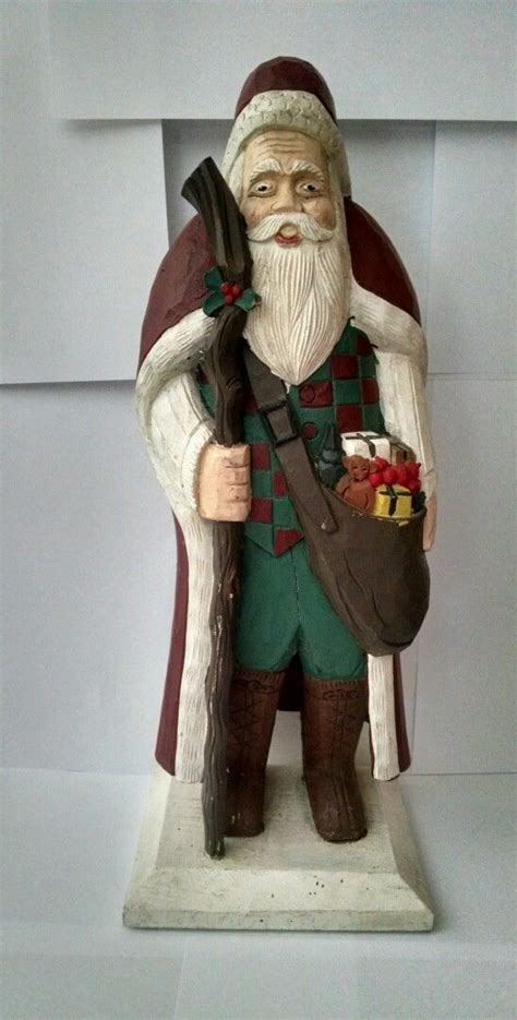 Santa Claus Hand Carved Solid Wood Vintage Collectible Wooden Art