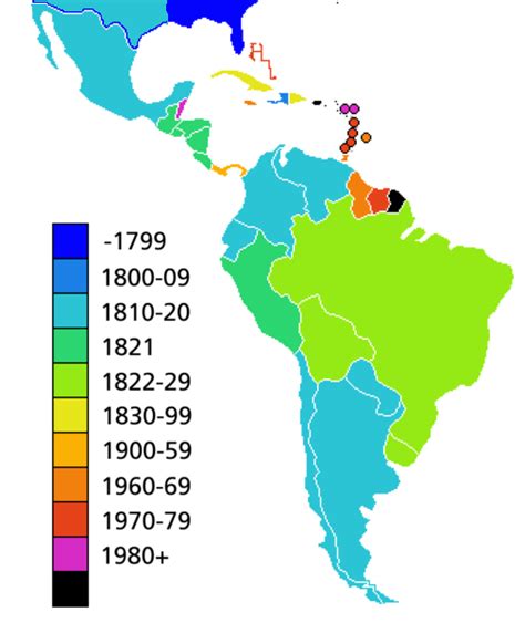 Latin American Country By Date Of Independence Maps On The Web