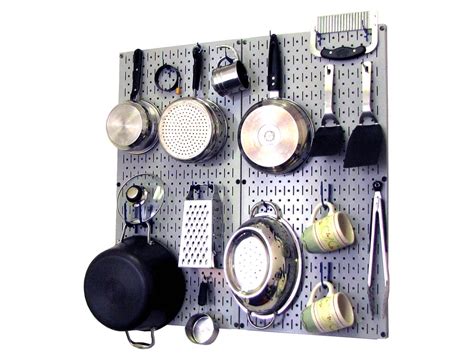 The metal pegboard master workbench tool storage organizer kit offers maximum tool board storage versatility and strength with over 21 sq. Wall Control Kitchen Pegboard Organizer Pots and Pans ...