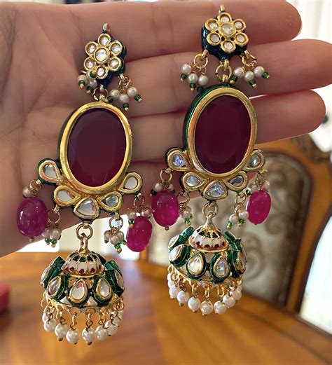 Buy Indian Kundan Earrings Jhumki Jewelry Jewellery Azra Indian Online In India Etsy Indian