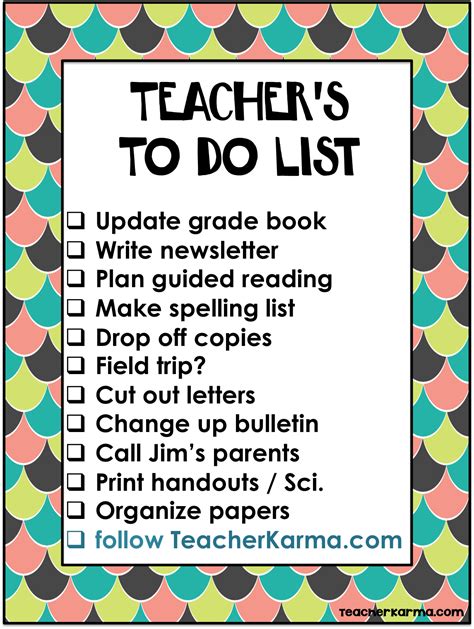 teacher s to do lists teacher karma