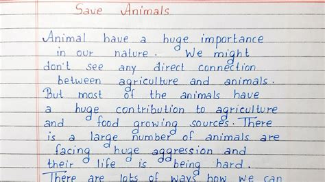 Write A Short Essay On Save Animals Essay Writing English Youtube