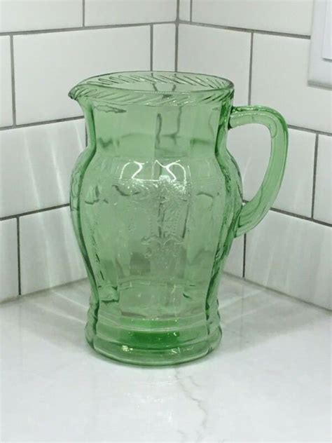 Green Depression Glass Pitcher Antique Price Guide Details Page