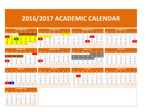 Academic calendar, change in degree application, coda, graduation, readmission, transcripts, class search, course search, enrollment note: 2017/2018 and 2016/2017 School Calendar Templates | Excel ...