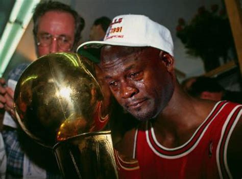 MJ With The Trophy Crying Michael Jordan Know Your Meme