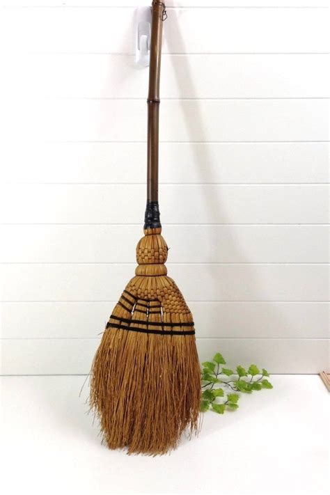 Vtg Bamboo Handled Reed Broom Asian Houki Broom 30 Long Broom