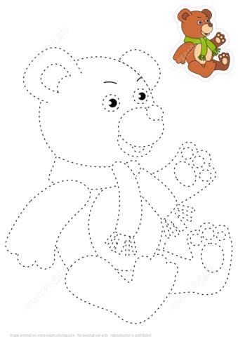 Trace and Color a Bear Toy | Free Printable Puzzle Games