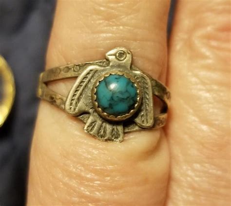 Navaho Thunderbird Ring With Turquoise In 2021 American Indian Jewelry Turquoise Indian Jewelry