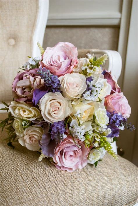Pink Ivory And Purple Silk Wedding Bouquet Made With Etsy Uk