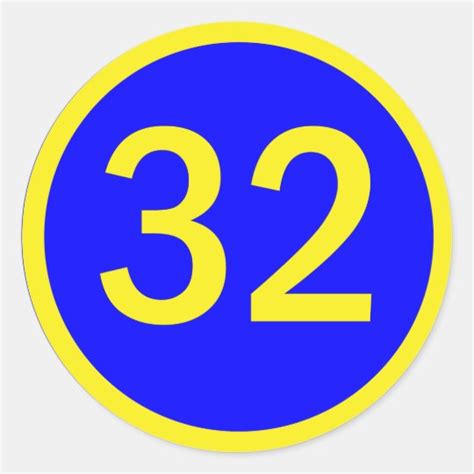 Number 32 In A Circle Classic Round Sticker