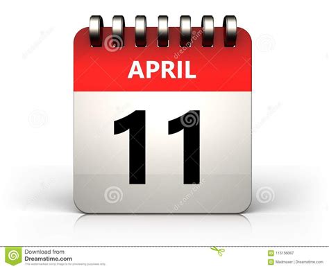 Am 11 April Kalender 3d Stock Abbildung Illustration Von Symbol