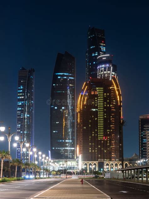 Night Cityscape In Abu Dhabi United Arab Emirates Editorial Photo