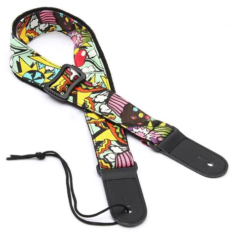 Washable No Fading Cartoon Style Adjustable Guitar Strap Denim Belt