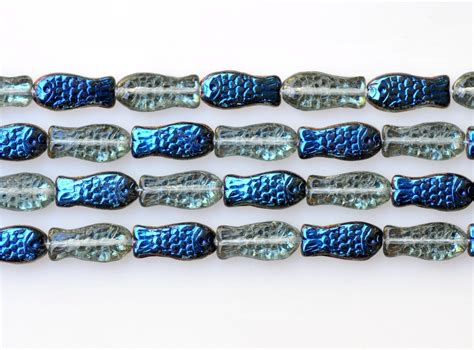 14mm X 7mm Fish Bead Czech Glass Beads Glass Fish Beads Various Azuro