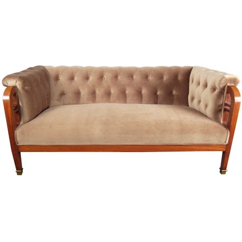 Mol and geurts art nouveau/jugendstil sofa in the thickest bull leather size: Swedish Jugend Art Nouveau Tufted Mahogany Sofa at 1stdibs