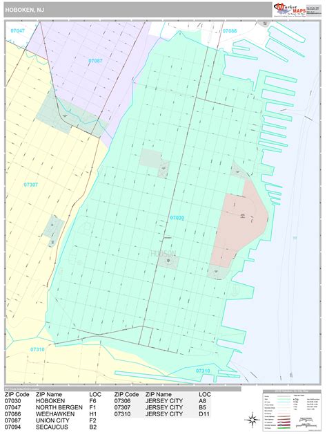 Hoboken New Jersey Wall Map Premium Style By Marketmaps