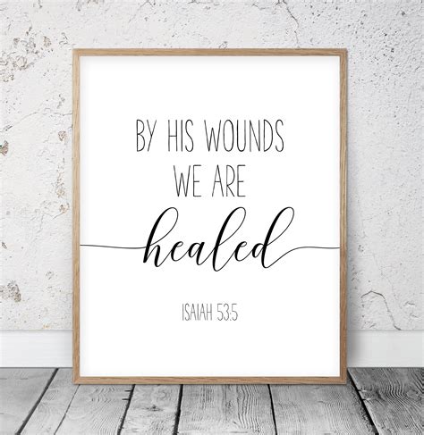 By His Wounds We Are Healed Isaiah 535 Bible Verse Wall Etsy