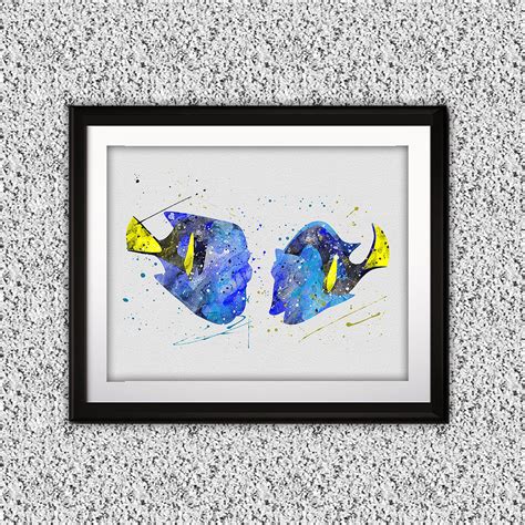Finding Dory Watercolor Print Finding Dory Art Finding Dory Painting