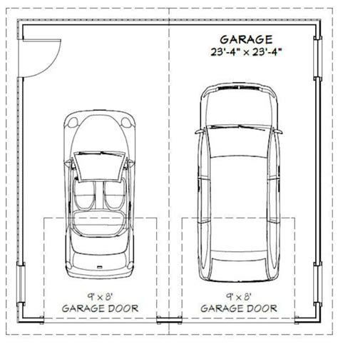 24x24 2 Car Garages 576 Sq Ft 9ft Walls Pdf Floor Plan Instant Download