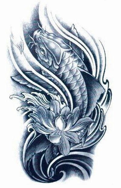 Maybe you would like to learn more about one of these? Black-Koi-with-lotus-flower-designs-tattoos-Temporary ...