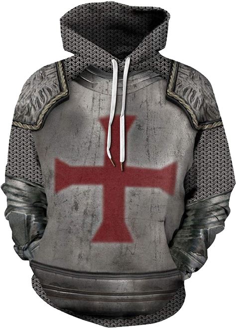 Icewalker Mens Medieval Cross Hooded Sweatshirt 3d Printing Long