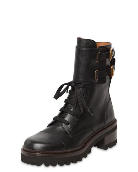 See By Chloé Mallory Combat Boots In Black Leather Save 22 Lyst