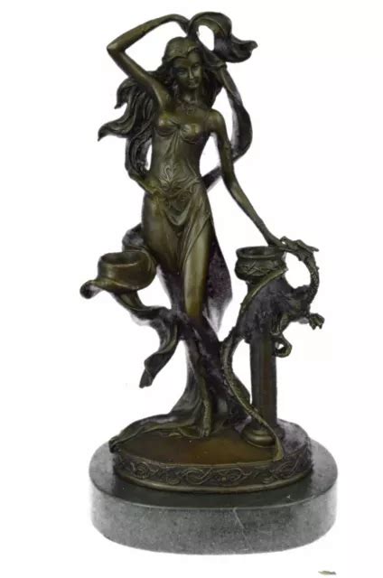 Signed Patoue Nude Female Bronze Candle Holder Statue Sculpture