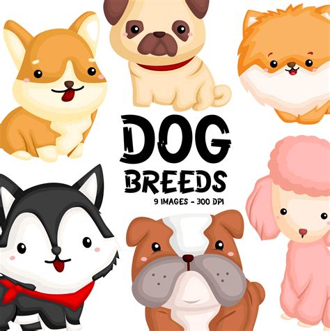 Dog Breeds Clipart Cute Dogs Clip Art Home Pet Free Svg Etsy