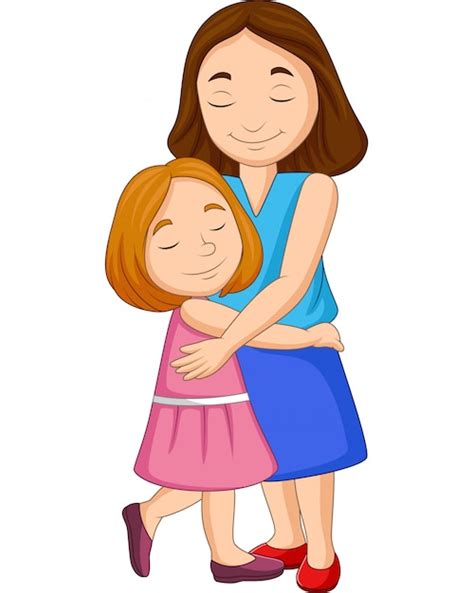 Ilustración De La Madre Y La Hija Abrazando Vector Premium
