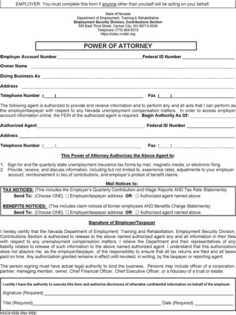 power  attorney template  template