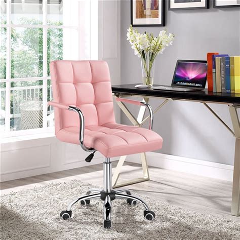 Yaheetech Height Adjustable Office Chair Mid Back Pu Leather 360