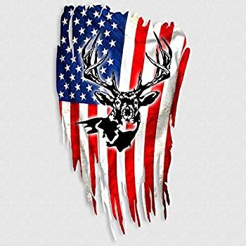 Download Amazon.com: Deer Hunting American Flag Decal Distressed ...