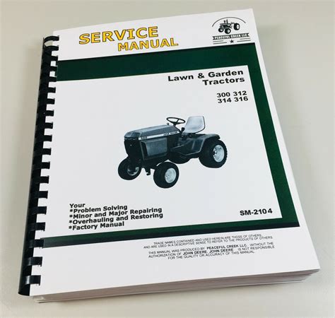 Service Manual For John Deere 300 312 314 316 Lawn Garden Tractor Mowe