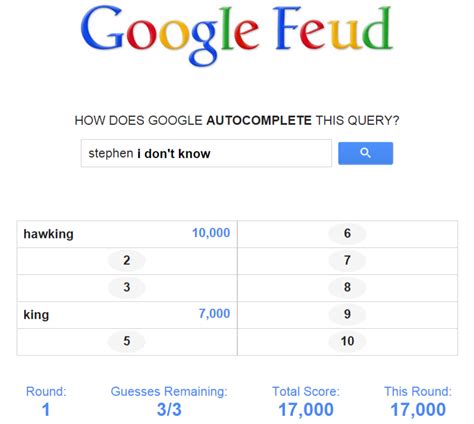 Google feud answers for questions. Google Games