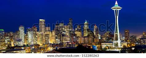 Seattle Skyline Panorama Twilight Wa Usa Stock Photo Edit Now 152280263