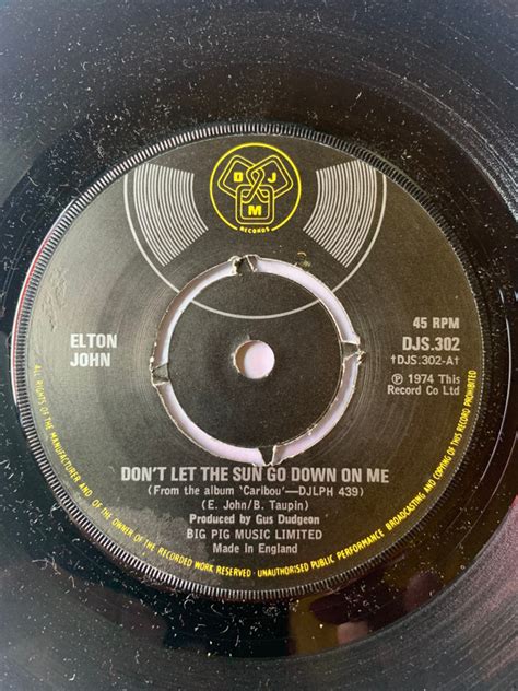 Elton John Don T Let The Sun Go Down On Me Prong Pushout Centre Vinyl Discogs