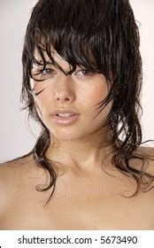 Sexy Wet Brunette Short Hair On Stock Photo Shutterstock