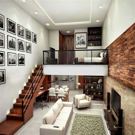 Interior Design For Modern Loft With A Wall Gallery Beside The Stairs