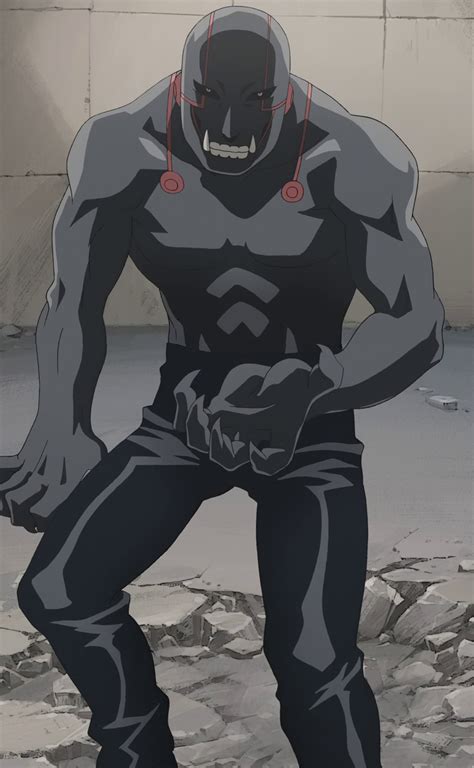 He wore an open, dark leather, sleeveless vest with a fur collar as well as leather pants of the same colour. Greed - Fullmetal Alchemist Database Wiki